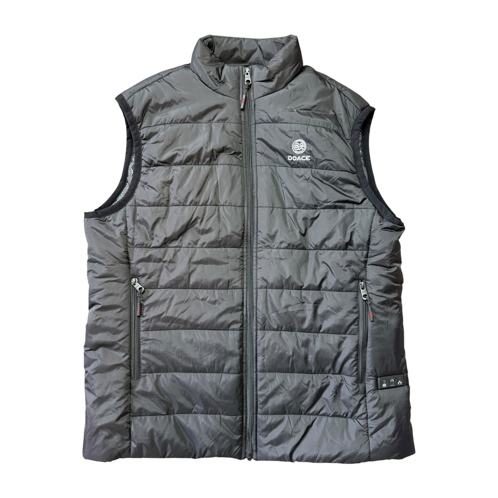 DOACE Mens Heated Puffer Vest Black Quilted Electric Warming Jacket Size Large